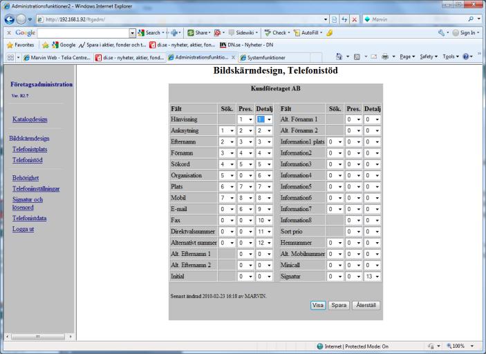 visas på Webben.