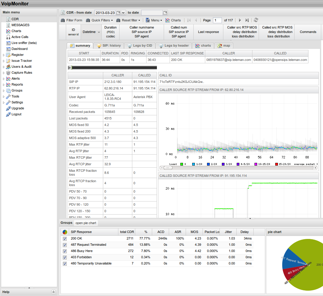 Voipmonitor övervakar iptelefoni och analyserar kvalitet Voipmonitor är en packet sniffer för SIP och RTP.