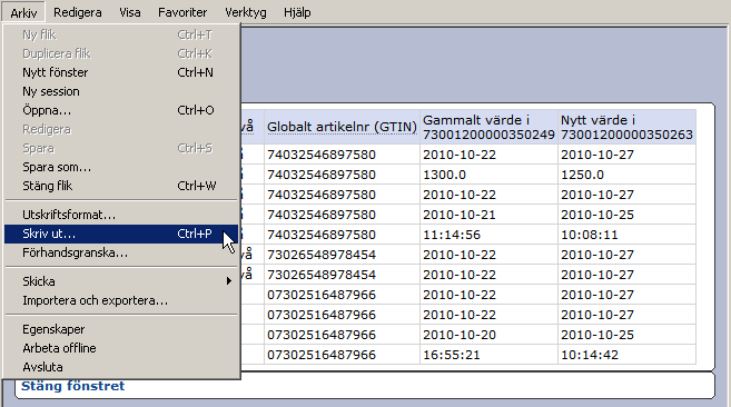 Senast Uppdaterad: 14-12-01 Exder VCM Sida 16 av 18 Exemplet ovan visar skillnaderna mellan AI 73001200000350263 och det föregående skickade 73001200000350249.