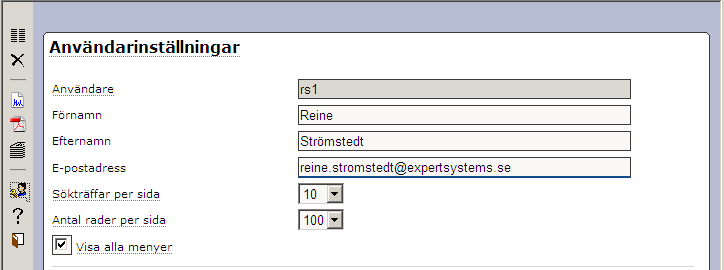 Senast Uppdaterad: 14-12-01 Exder VCM Sida 4 av 18 För att även långa listor skall bli hanterbara kan ni även ställa in hur mycket som skall visas på varje sida.