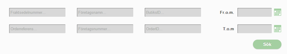 Kolumnerna visar nu datum, Ordertyp, Fraktsedel, Till, Från, Antal, Orderref, OrderID, Status, Svar inom och Dölj.