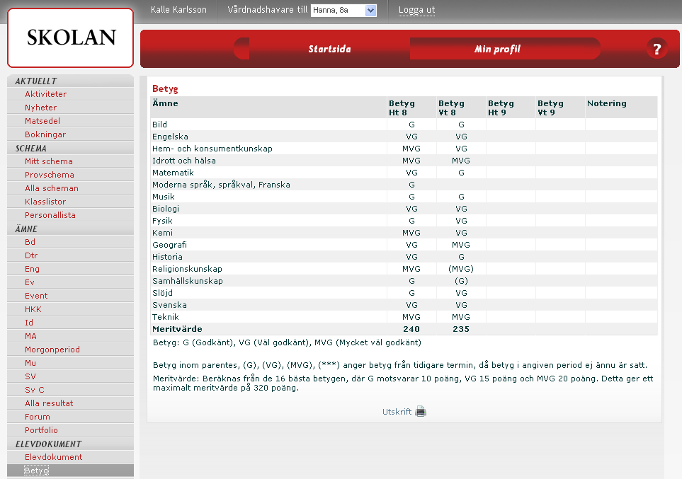 Portfolio Om skolan använder portfoliofunktionen ser du här arbeten som är uppladdade i elevens portfolio. Klicka på dokumentet för att öppna det och spara det på datorn.