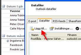 3. Nu har du kommit till rutan "Skapa eller öppna en Outlook-datafil".