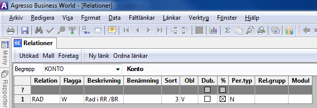 Här måste noteras, att rapportinnehållet eller linjerna i rapporten, vid rapportutskriften, kommer att sorteras i begreppsvärdeordning.