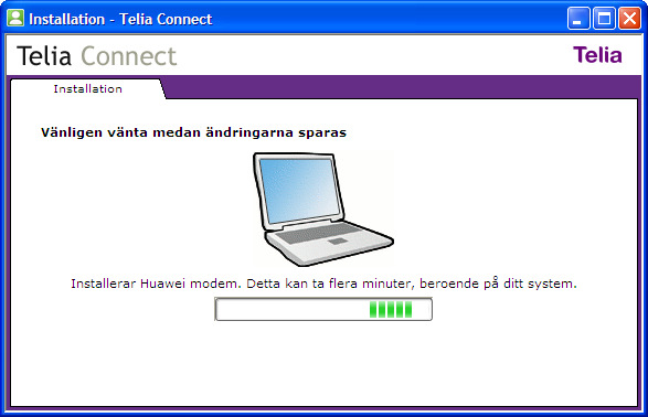 Modemet förbereds för installation. Det kan ta några minuter.