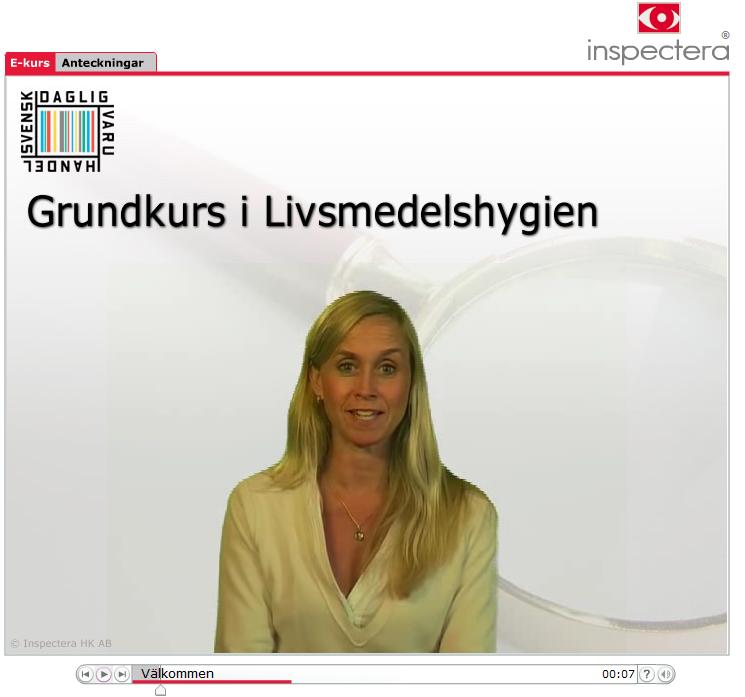 8. Kursspelarens funktioner 8.5 E-kurs Under E-kurs visas själva utbildningen. Du lyssnar på speakern och gör de övningar och checkfrågor som kommer under kursen.