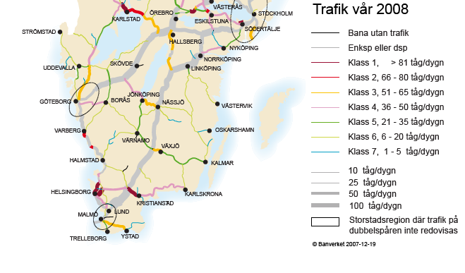 Länstransportplan för Kronobergs län 2014 2025 Remissversion sträckor där det med önskvärd tydlighet framgår vilken kapacitetsbrist som råder på Växjö bangård och mellan Växjö och Alvesta.