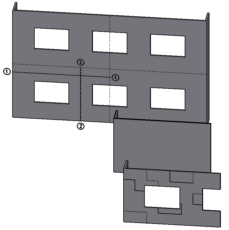 Figur 4.3.5 visar spänningarna i linje 2-2. Maximal spänning är cirka hälften så stora jämfört med spänningarna längs linje 1-1.