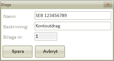 Vill du registrera bilaga? Klicka på Spara och bilagan registreras i bilaga registret.