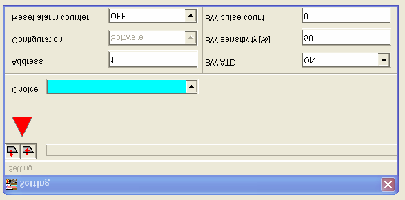 Info om inställningar (settings) för detektorer. Bilden och inställningar kan se annorlunda pga detektortyp. Choice Här kan man välja adress på den detektor man vill programmera.