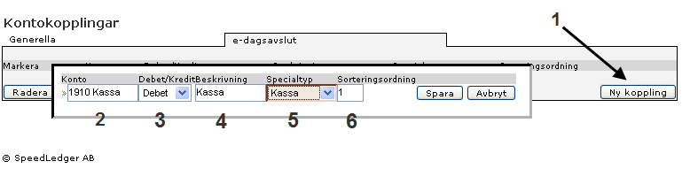 Kontokopplingar Som mycket annat i e-bokföring upprättas e-dagsavslut per automatisk utefter de inställningar som är gjorda.