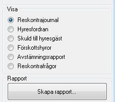 Reskontrarapporter Reskontrarapporter och Reskontrafrågor ligger i menyn under Vitec-ikonen/Reskontra och i där under punkterna Reskontrarapporter och Åldersfördelad Saldolista.