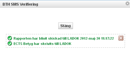 Pop-up från 2:a sidan efter inloggning BTH SMS Verifiering (forts.