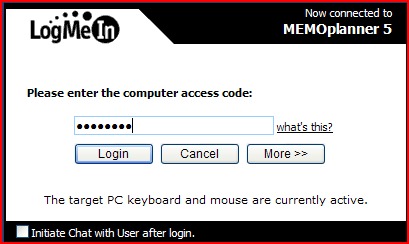 Bild 11. Lösenord. 5. Du får en fråga om lösenord (access code).