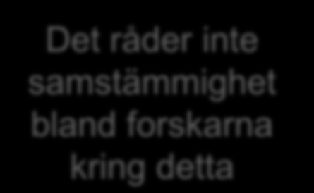 Dessa resultat är inte konsistenta Det behövs mer forskning inom området Det råder inte