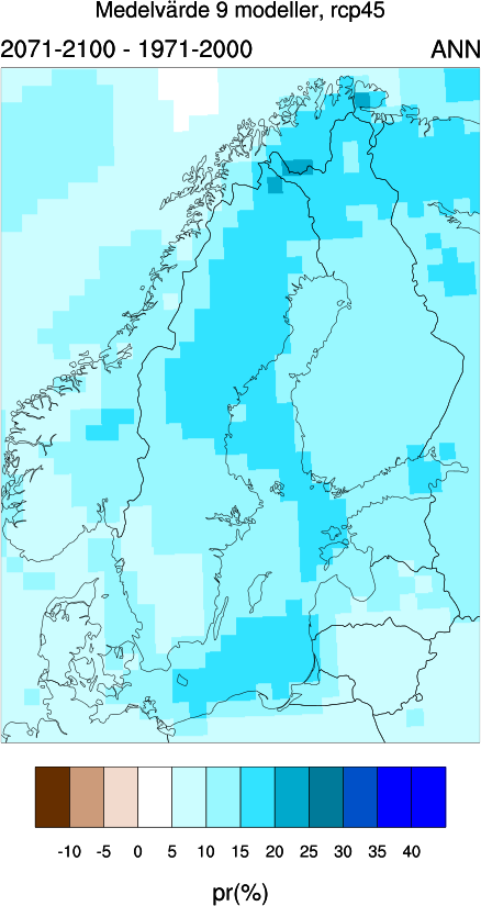 3.2 En ökad nederbörd Nederbörden beräknas öka med ca 10-30 % på Åland till år 2100 Störst mängd nederbörd beräknas komma under vinterhalvåret Avrinningen beräknas öka med ca 5-25 % Ökad risk för