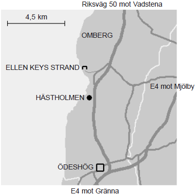 BILAGA 2 Sida 1 (1) STRANDS NÄROMRÅDE Vägbeskrivning Ellen Keys Strand ligger lite avskilt vid södra foten av Omberg i Östergötland.