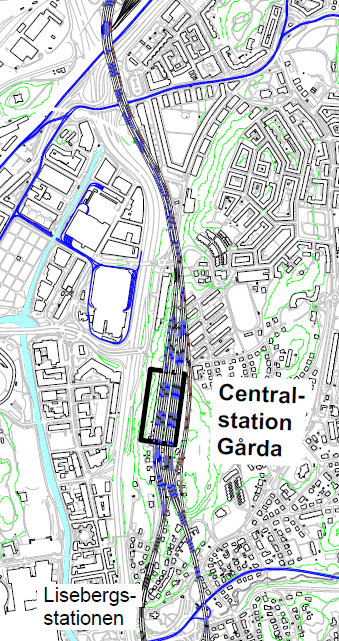 Koncept 7, Central i Gårda gör att hela Centralstationsområdet kan bebyggas Möjligheter: Genväg för genomgående resor Sprider resandet ut från Centralen Stora områden öppnas för exploatering vid