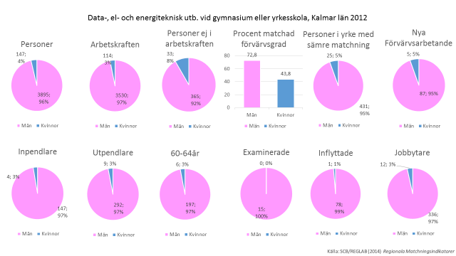 Även detta yrke är mansdominerat. Verkar inte heller förändras då det endast för 2012 är män som examinerats. Exempel på matchade yrken: Skogsbrukare.