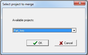 projekten Om Merge Project (ignore conflicts) istället väljs så kommer samma variabelnamn i bägge projekten tillåtas, men variabelnamnet kommer bara att synas i PLC-programmet i den Pluto där