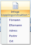 Nedanstående fönster dyker upp på skärmen: Här kan du nu infoga Kopplingsinstruktioner i ditt dokument. Vi klickar nu på Avbryt, det finns nämligen ett lite enklare sätt att göra detta på.