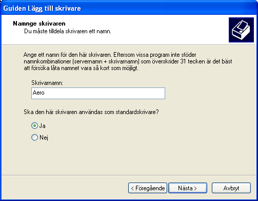 SKRIVA UT FRÅN WINDOWS 45 OBS: Välj skrivardrivrutinen utan "eu" för USA (standarddokumentstorleken är Letter) eller med eu för andra länder (standarddokumentstorleken är A4).