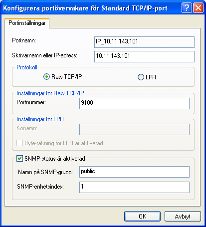 SKRIVA UT FRÅN WINDOWS 52 7 Skriv i Fiery E 100 IP-adressen. 8 Klicka på Nästa. 9 Se till att Generic Network Card är valt vid Standard och klicka på Nästa.