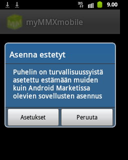 Installation av Android-mobiler Anm! För detaljer avseende installation hänvisas till dokumentation levererad med din mobil. Installera mymmx på Android-mobiler: 1. Starta webbläsaren på din mobil. 2.