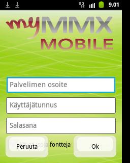 Starta mymmx mobile. 13. Ange serveradress mmx.vsp.