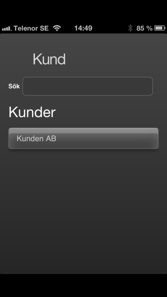 Manual för Nu ser du tre knappar: Bokad. Här finns de besiktningar som är bokade för dig och dom du själv bokat under knappen kontroll. Kontroll. Här bokar du upp en besiktning i mobilen.