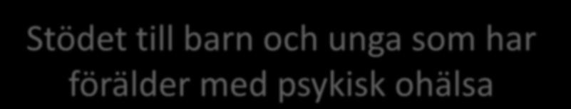 Stödet till barn och unga som har förälder med psykisk ohälsa Välfungerande socialt nätverk en stödjande vuxen utöver föräldrarna Att få och kunna tala om sin oro och sina upplevelser