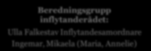 Olika nivåer för brukarinflytande inom Lunds vuxenpsykiatri Inflytanderåd VO Vux Lund professionen (Verks.chef Bodil Gervind, ordf.