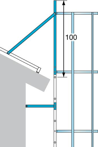 BBR 8:2421 Tillträdesvägar till tak Är fasadhöjden högst 4,0 m... får lös stege användas om det finns ett glidskydd vid takfoten som hindrar stegen från att glida.