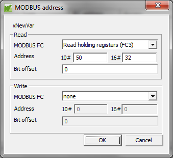 Andra Modbus slavar För andra fabrikat: Add modbus slave. Välj generic. Lägg till variabler under generic variables. Sätt namn, datatyp och Read/Write access.