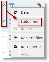 Välj att du vill exportera Filer och klicka sedan OK Öppna posten i den aktiva mappen. Markera den eller de filer i posten som ska laddas ner.