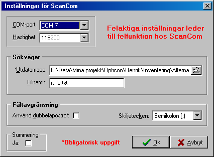 1.2.2 ScanCom Alla installationer måste utföras med administratörsbehörighet Avinstallera först ev. befintlig ScanCom Kör därefter bifogade SetupScanCom och installera på önskad plats. OBS!