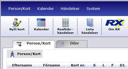 Bruksanvisning SV RX9016II KORT OCH KORTINNEHAVARE Korthantering är en av de vanligaste och viktigaste arbetsuppgifterna för en administratör av ett passersystem.