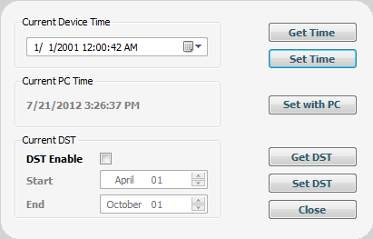 Programmera tid för IPG:n Dialogrutan för tid öppnas (Bild ) vid inledande förfrågan och genom att välja rullgardinsmenyn Tools Time (Verktyg Tid).