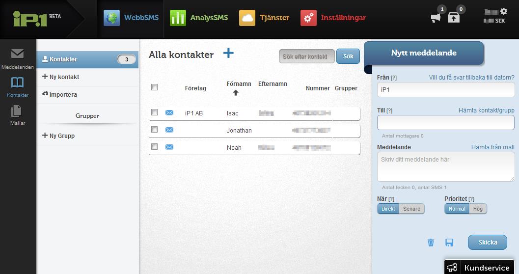 Här lägger du till kontakter i kontaktboken. 3. Importera kontakter från ett Excel dokument eller en kommaseparerad fil, mer info längre fram. 4.