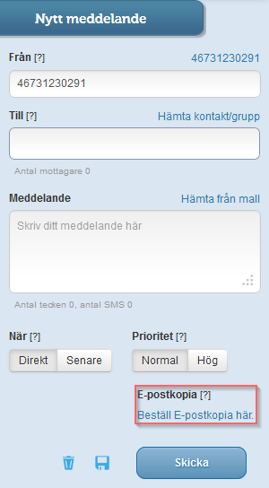 23 E-postkopia Men tjänsten E-postkopia gör det möjligt för dig att skicka en kopia på ditt SMS som en e-postkopia.