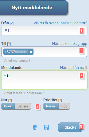 5 Skicka ett SMS 1.