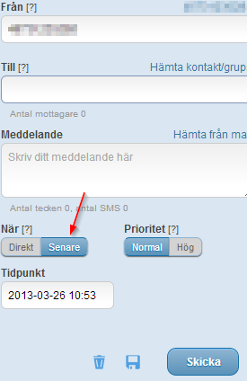 6 Tidsstyrda SMS När du skriver ett SMS-meddelande kan du ställa in att det ska skickas vid ett senare tillfälle. Om du t.ex.