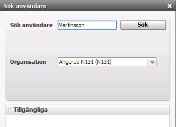 56 (83) Sök fram den person som fakturan ska skickas igenom att skriva namnet i sökfältet eller låt det var tomt och klicka på sök.