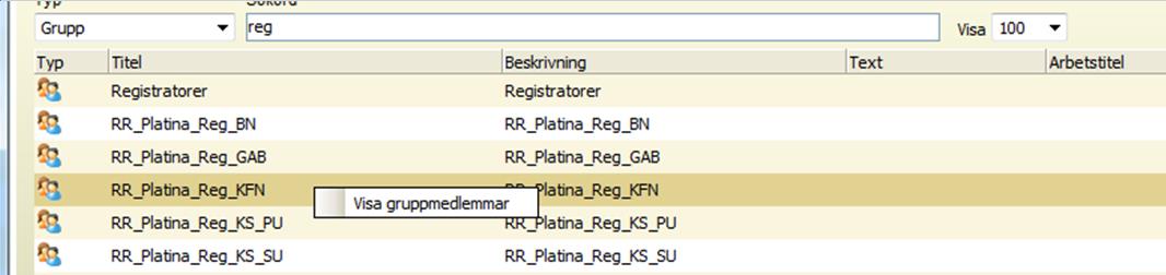 15(25) Det finns tre rättighetskolumner för varje person/grupp: L läsrättighet S skrivrättighet FK full kontroll Du ändrar mellan rött kryss och grön bock genom att klicka på symbolen.