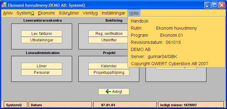 Hjälp Visar program-information, använd