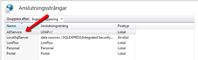 Konfigurering - Internet Information Service 7.5 Anslutning till AD/LDAP görs för Hogia Personal Businessmanager i Internet Information Service 7.5. Detta skapas genom att göra en anslutningssträng för den virtuella katalogen BusinessManager.