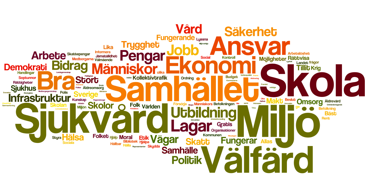Kommunens och statens ansvar De vanligast förekommande orden i de svar som