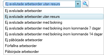 OBS! Det finns möjlighet att få egna, anpassade sökfrågor i vyn Resursplanering genom att beställa från RemoteX Applications. 19.