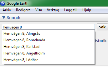 Hemvägen 8): Gå vidare genom att välja den stad du avser och klicka på Sök-knappen.