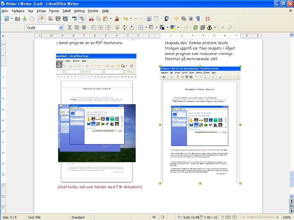 > Nackdel; man får med hela den obeskurna bilden när man öppnar PDF-filen i en ordbehandlare. Här visas den öppnade PDF-filen.